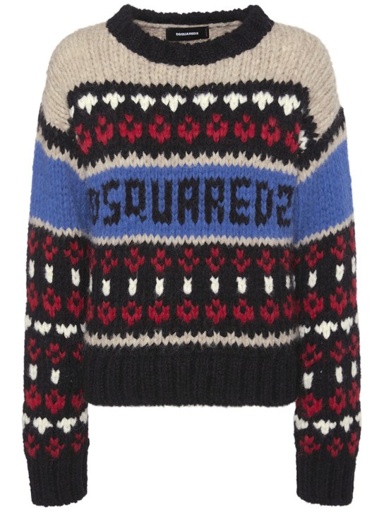 Dsquared2: Wool jacquard knit logo sweater - Multicolor - women_0 | Luisa Via Roma