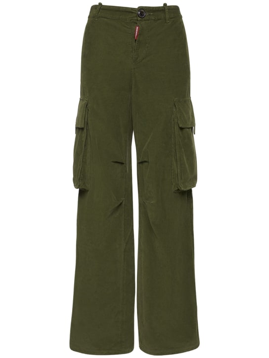 Dsquared2: Wide corduroy cargo pants - Olive Green - women_0 | Luisa Via Roma