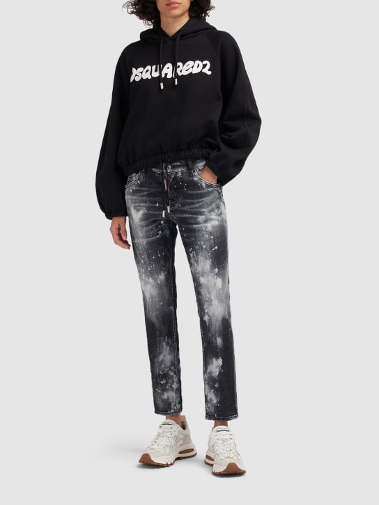 Dsquared2: Cool Girl painted stretch denim jeans - Black - women_1 | Luisa Via Roma