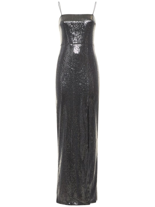 Rotate: Sequined slit maxi dress - Black - women_0 | Luisa Via Roma