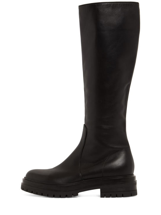 Gianvito Rossi: 20mm Rogue leather tall boots - Black - women_0 | Luisa Via Roma