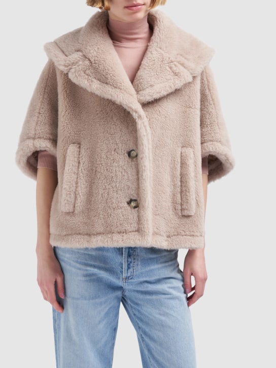 Max Mara: Cambusa wool blend short sleeved coat - Cacha - women_1 | Luisa Via Roma