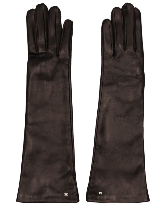 Max Mara: Afidee smooth leather gloves - Black - women_0 | Luisa Via Roma