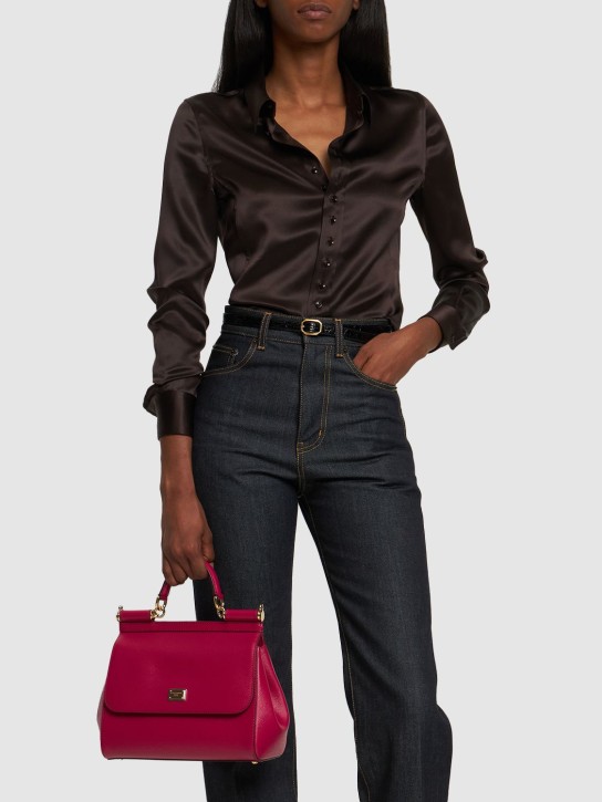 Dolce&Gabbana: Medium Sicily leather top handle bag - Cyclamen - women_1 | Luisa Via Roma