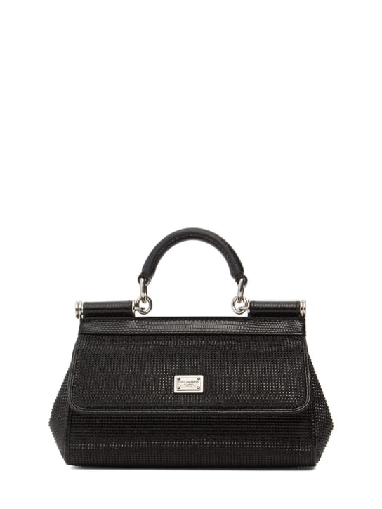 Dolce&Gabbana: Micro Sicily elongated leather bag - Black - women_0 | Luisa Via Roma