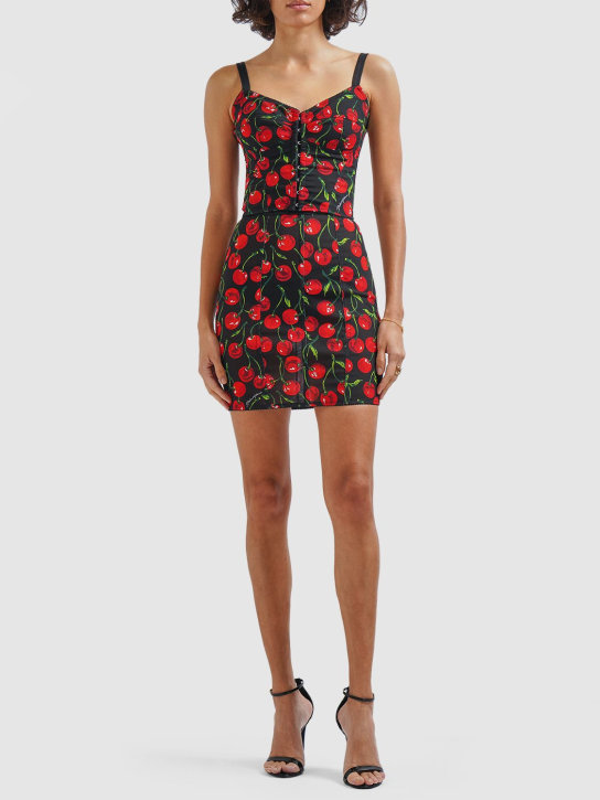 Dolce&Gabbana: Cherry print marquisette mini skirt - Multicolor - women_1 | Luisa Via Roma