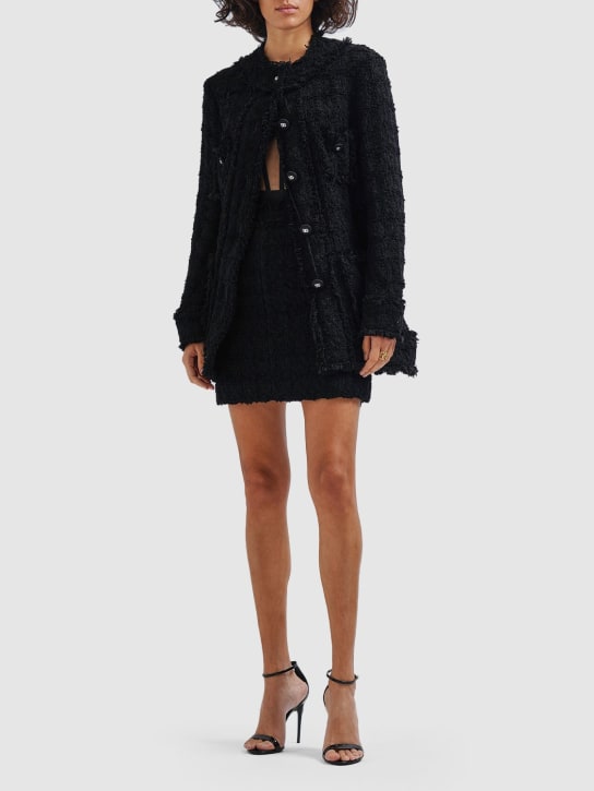 Dolce&Gabbana: Wool tweed mini skirt - Black - women_1 | Luisa Via Roma