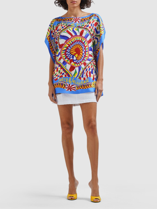 Dolce&Gabbana: Hemd aus Seidentwill mit Carrettodruck - Bunt - women_1 | Luisa Via Roma