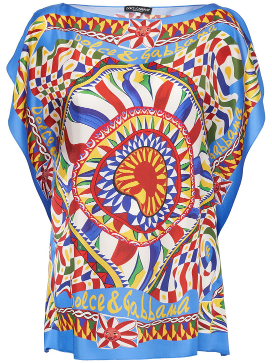 Dolce&Gabbana: Camisa de sarga de seda con estampado - Multicolor - women_0 | Luisa Via Roma