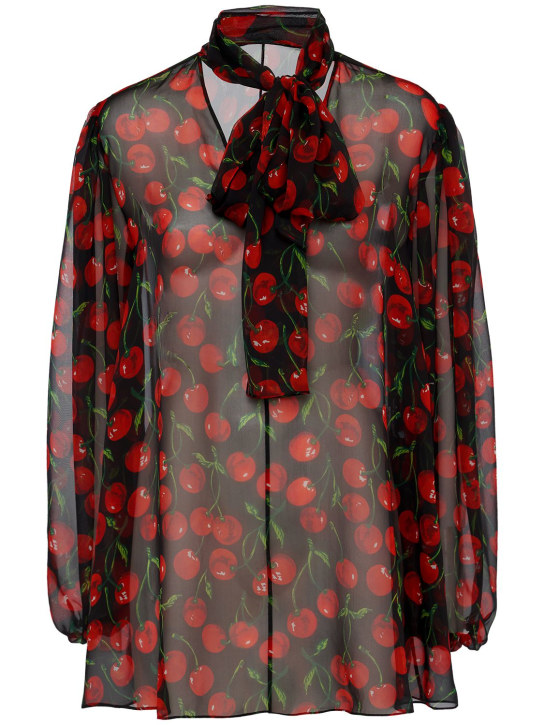 Dolce&Gabbana: Camicia in chiffon di seta stampata - Multicolore - women_0 | Luisa Via Roma