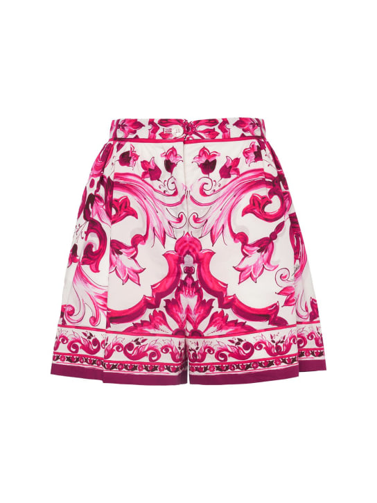 Dolce&Gabbana: Carretto print cotton mini shorts - Multicolor - women_0 | Luisa Via Roma
