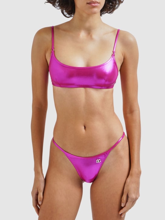 Dolce&Gabbana: Laminated jersey bikini set - Pink/Fuchsia - women_1 | Luisa Via Roma