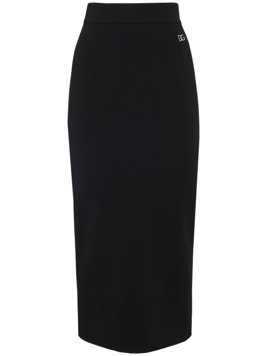 Dolce&Gabbana: Stretch jersey midi pencil skirt - Black - women_0 | Luisa Via Roma