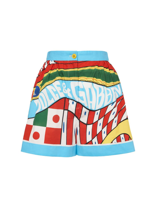 Dolce&Gabbana: Carretto printed cotton mini shorts - Multicolor - women_0 | Luisa Via Roma