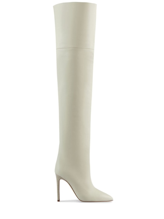 Paris Texas: 105mm Leather over-the-knee boots - Ivory - women_0 | Luisa Via Roma