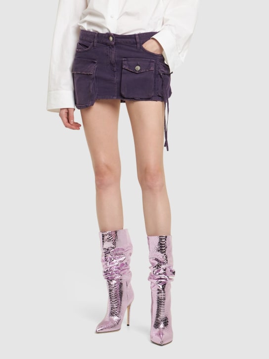 Paris Texas: 105mm Python print metallic boots - Pink - women_1 | Luisa Via Roma