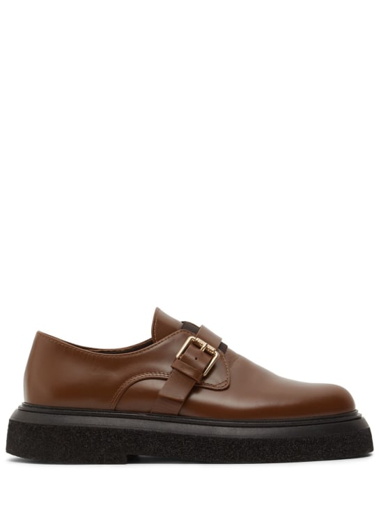 Max Mara: 20mm Urbanmonks leather lace-up shoes - Brown - women_0 | Luisa Via Roma