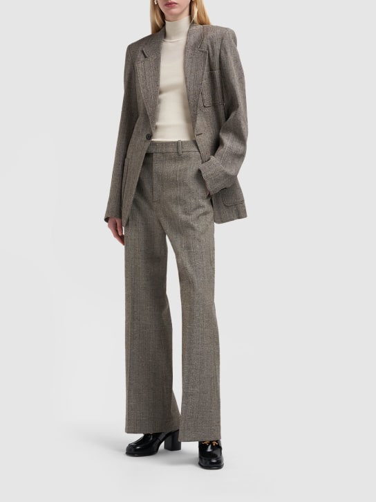 Bottega Veneta: Flared silk & viscose pants - Grey - women_1 | Luisa Via Roma