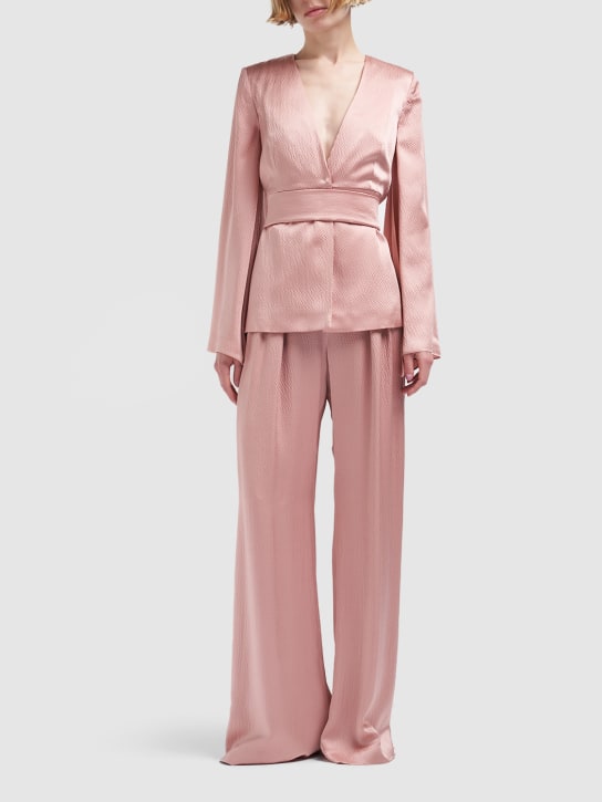Max Mara: Occhi textured satin top w/belt - Pink - women_1 | Luisa Via Roma
