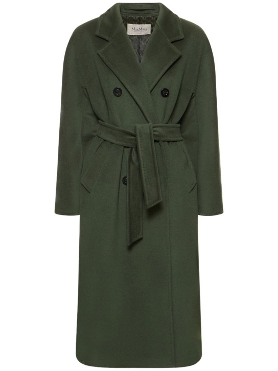 Max Mara: Madame double breasted wool long coat - Dark Green - women_0 | Luisa Via Roma