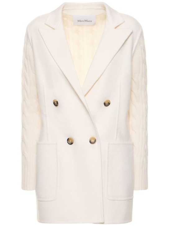 Max Mara: Dalida cable knit wool & cashmere jacket - White - women_0 | Luisa Via Roma