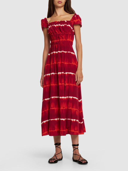 ALTUZARRA: Vestido midi de crepé de seda estampado - Multi/Rojo - women_1 | Luisa Via Roma