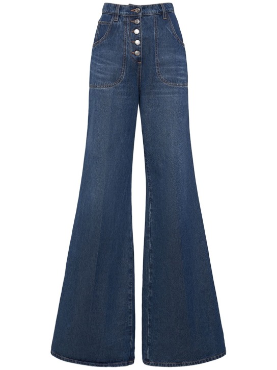Etro: Embroidered denim flared jeans - Denim - women_0 | Luisa Via Roma