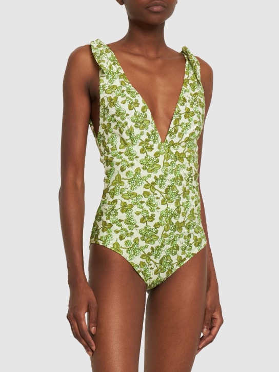 Etro: Printed Lycra one piece swimsuit - Multi/Green - women_1 | Luisa Via Roma