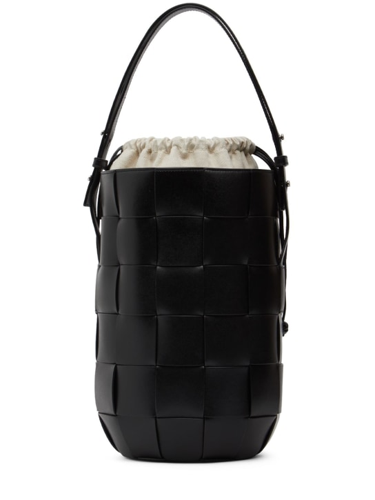 Bottega Veneta: Casette Lantern leather bucket bag - Black - men_0 | Luisa Via Roma