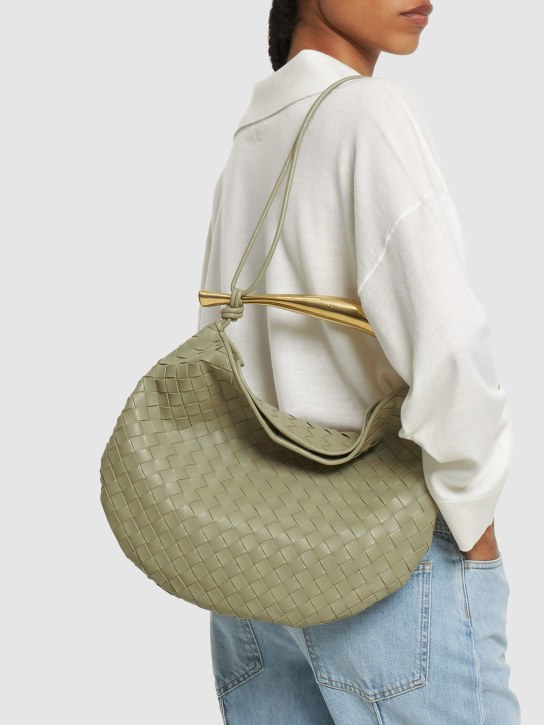 Bottega Veneta: Medium Sardine leather shoulder bag - Travertine - women_1 | Luisa Via Roma