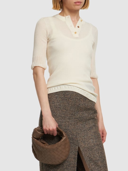 Bottega Veneta: Mini Jodie leather top handle bag - Taupe Grey - women_1 | Luisa Via Roma