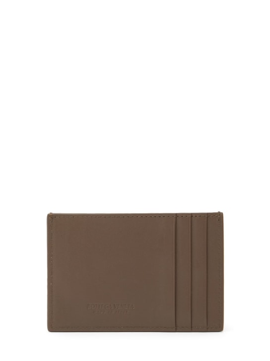 Bottega Veneta: Cassette leather credit card case - Taupe Grey - women_1 | Luisa Via Roma