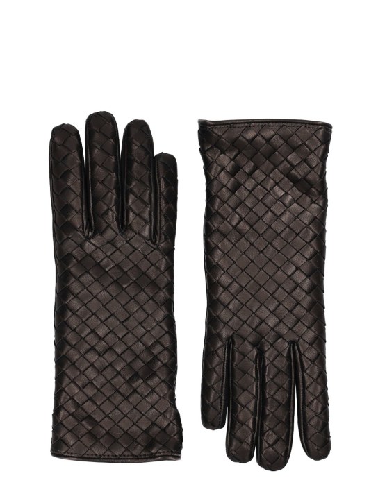 Bottega Veneta: Leather gloves - Black - women_0 | Luisa Via Roma