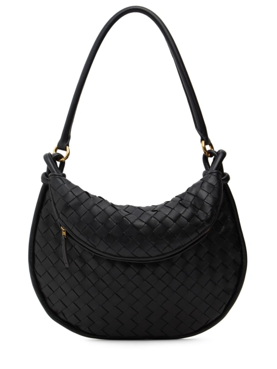 Bottega Veneta: Medium Gemelli leather shoulder bag - Black - women_0 | Luisa Via Roma