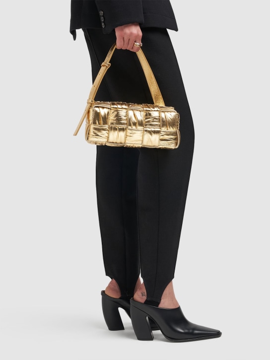 Bottega Veneta: Small Brick Cassette leather bag - Gold - women_1 | Luisa Via Roma