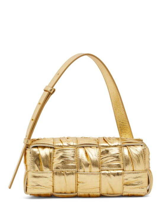 Bottega Veneta: Small Brick Cassette leather bag - Gold - women_0 | Luisa Via Roma