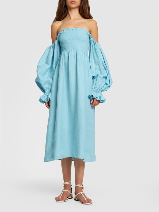Sleeper: Atlanta linen midi dress - Blue - women_1 | Luisa Via Roma