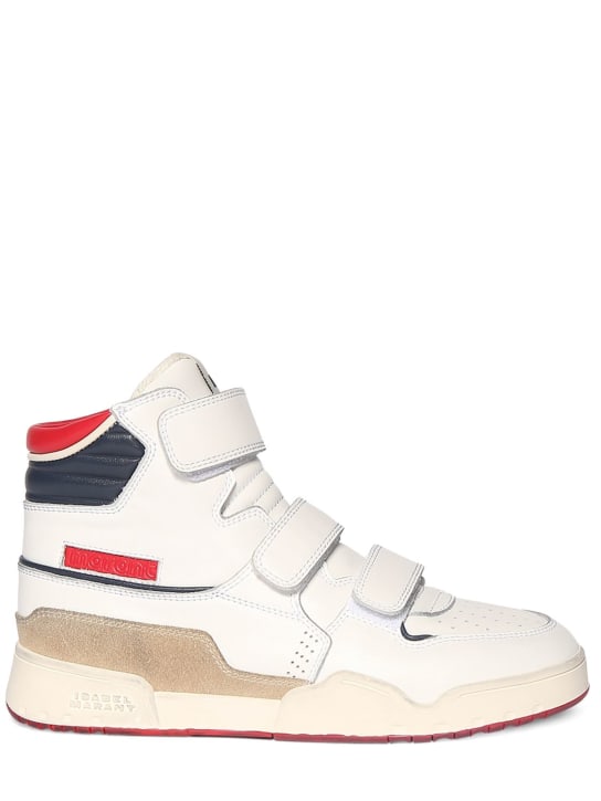 Isabel Marant: Oney high leather sneakers - Blue - women_0 | Luisa Via Roma