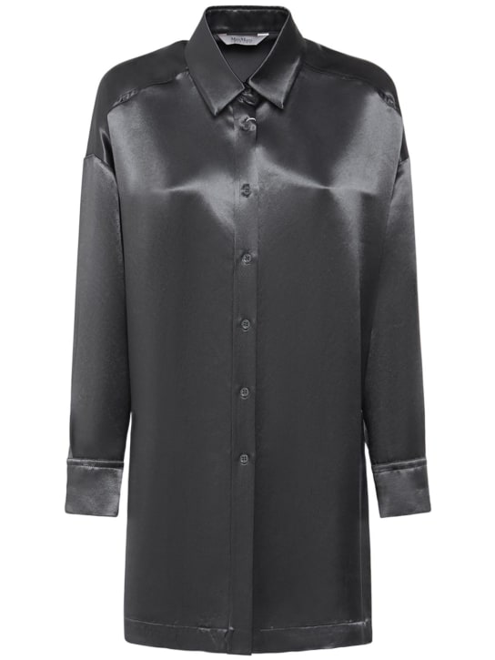 Max Mara: Bacio oversize satin shirt - Dark Grey - women_0 | Luisa Via Roma