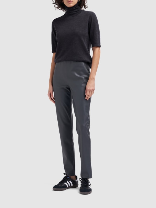 Max Mara: Zefir faux leather leggings - Grey - women_1 | Luisa Via Roma
