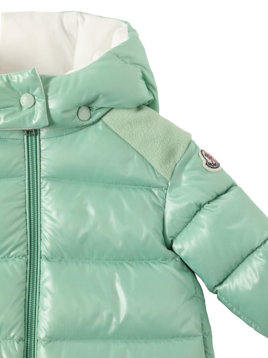 Moncler: Valya nylon laqué down jacket - Light Green - kids-girls_1 | Luisa Via Roma