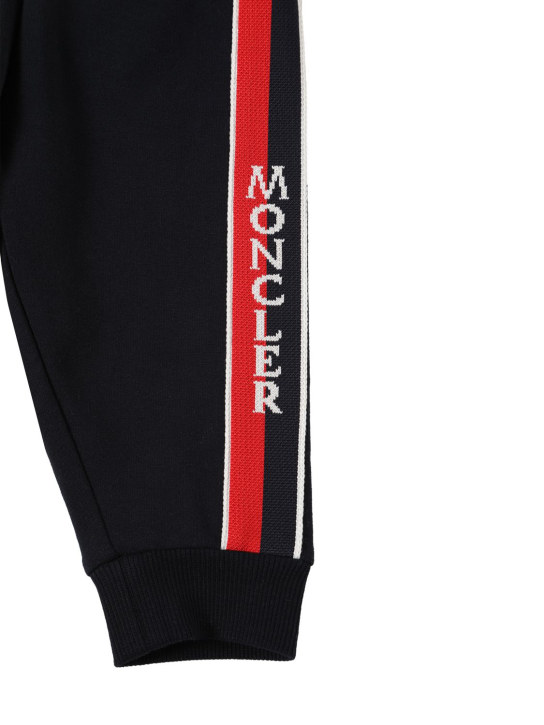 Moncler: Stretch cotton sweatpants - Navy - kids-boys_1 | Luisa Via Roma