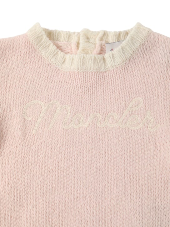 Moncler: Wool knit sweater - Pink - kids-girls_1 | Luisa Via Roma