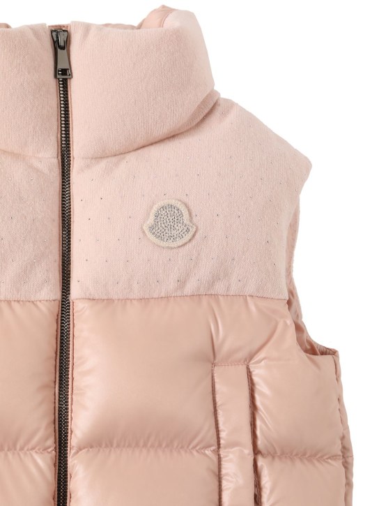 Moncler: Suzan wool blend & nylon down vest - Pink - kids-girls_1 | Luisa Via Roma