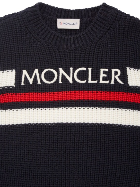 Moncler: Extra-fine wool sweater - Navy - kids-boys_1 | Luisa Via Roma