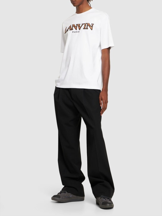 Lanvin: T-Shirt aus Baumwolle mit Logo „Curb“ - Weiß - men_1 | Luisa Via Roma