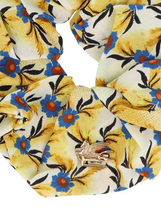 Etro: Printed silk scrunchie - Multi/Yellow - women_1 | Luisa Via Roma
