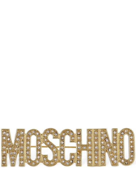 Moschino: Moschino crystal brooch - Gold/Crystal - women_0 | Luisa Via Roma