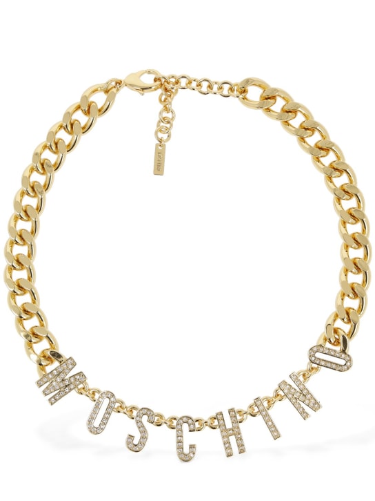 Moschino: Moschino crystal collar necklace - Gold/Crystal - women_0 | Luisa Via Roma