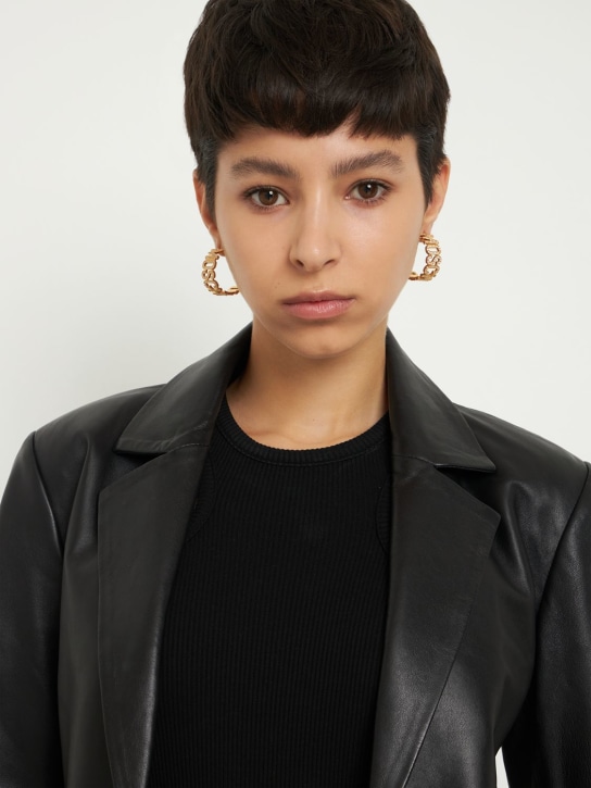 Moschino: Moschino crystal hoop earrings - Gold/Crystal - women_1 | Luisa Via Roma